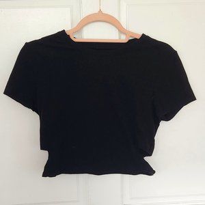Cropped T Shirt with Cut Outs